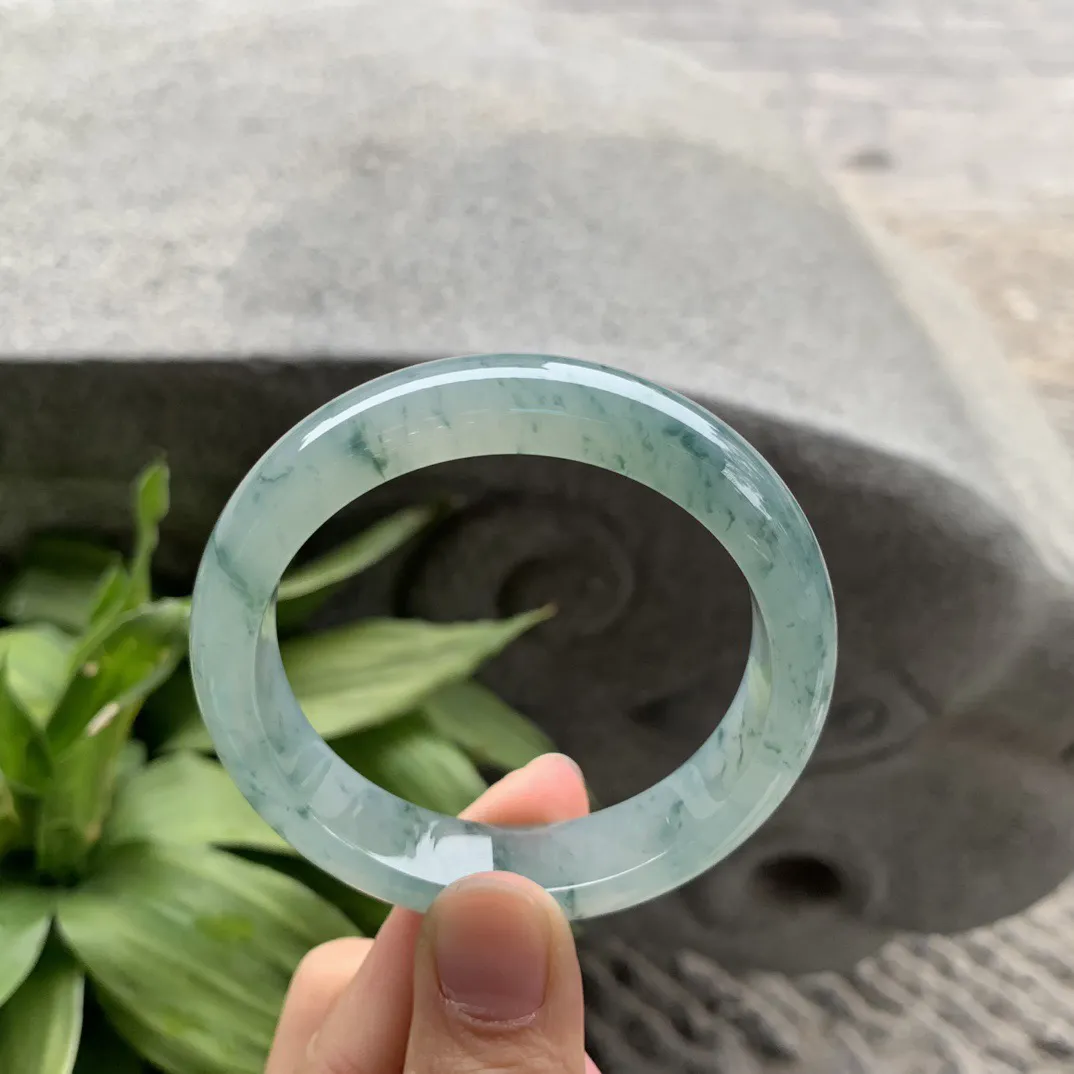 小圈口 52-12.5-7.8【冰种飘花正圈手镯】正圈52 53可戴