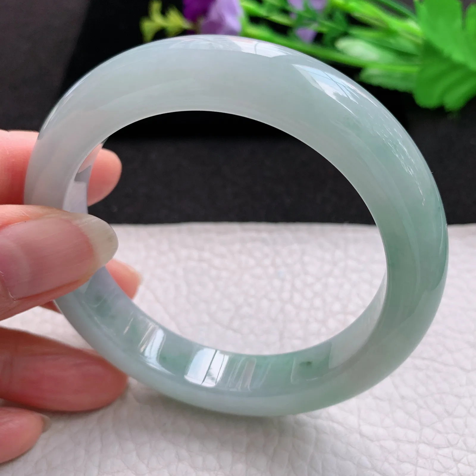 xd实拍56.5*12.3*9.3平安镯 缅甸翡翠a货玉手镯清爽胶感宽边玉手环