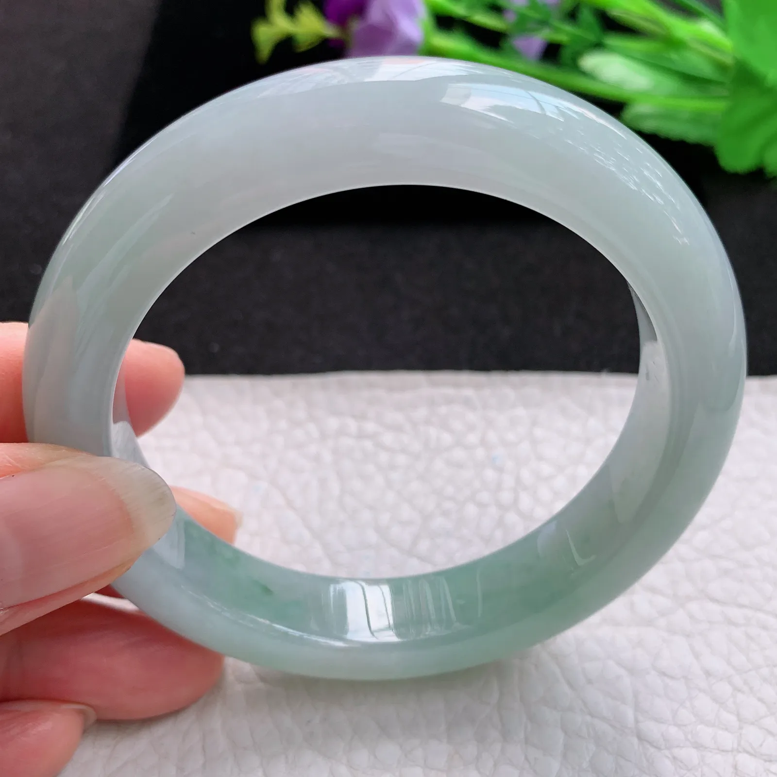 xd实拍56.5*12.3*9.3平安镯 缅甸翡翠a货玉手镯清爽胶感宽边玉手环