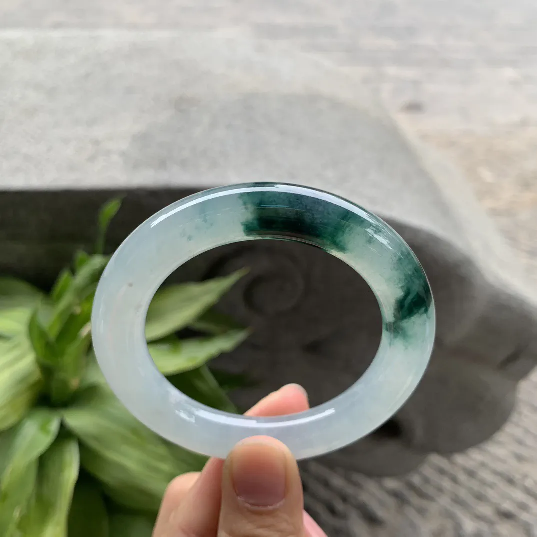 小圈口 51.4-10.3【冰种飘花圆条手镯】圆条51 52可戴