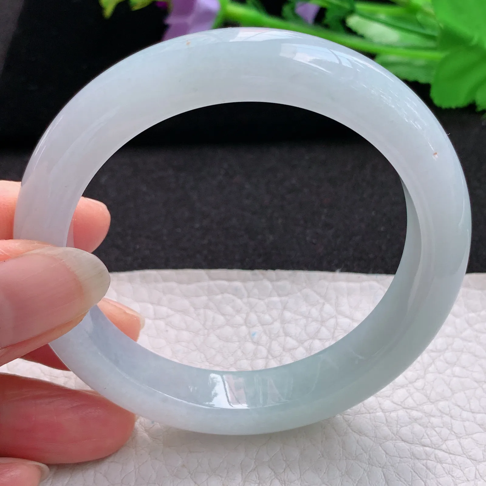 xd实拍56*11.8*9平安镯 缅甸翡翠a货玉手镯冰纯胶感宽边玉手环