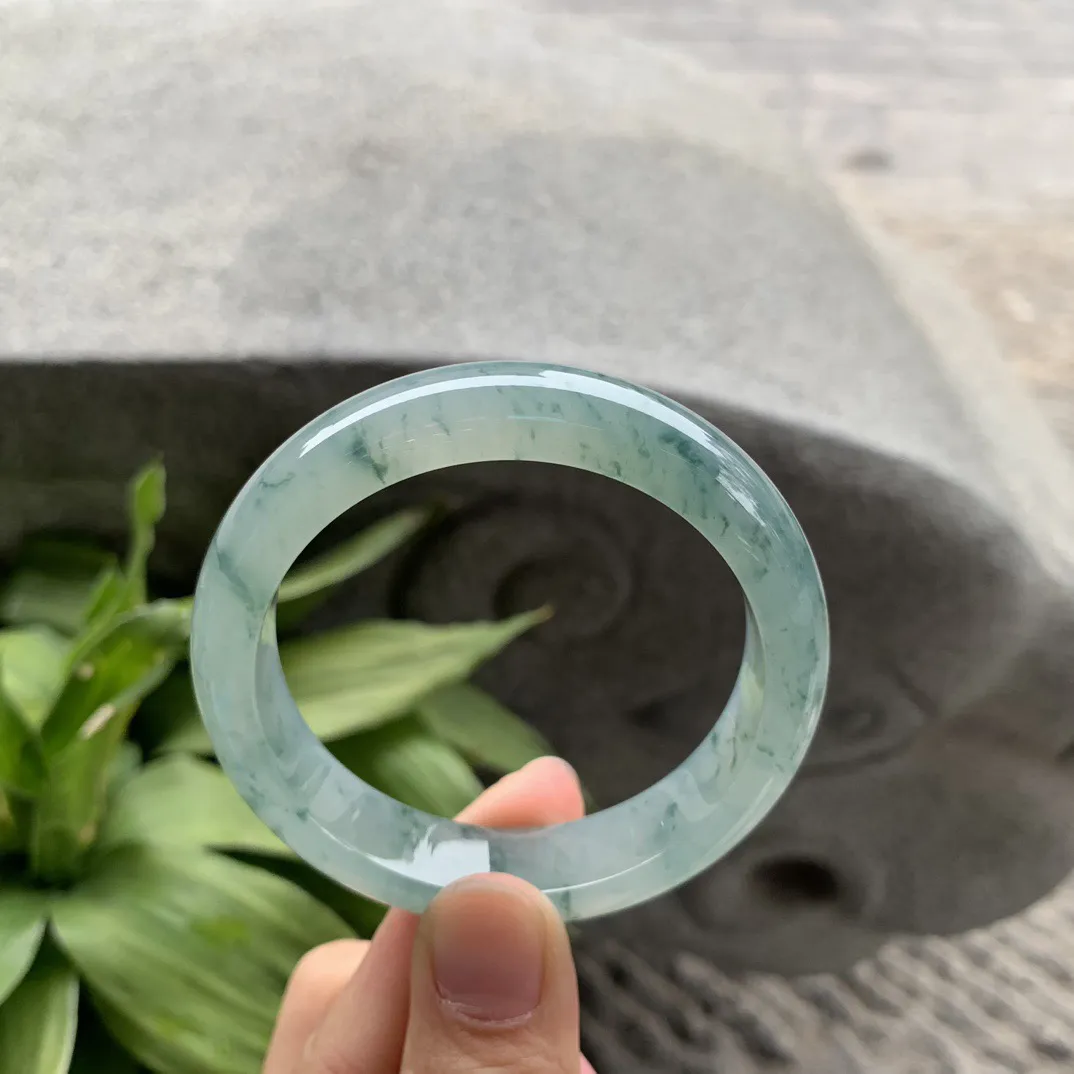 小圈口 52-12.5-7.8【冰种飘花正圈手镯】正圈52 53可戴