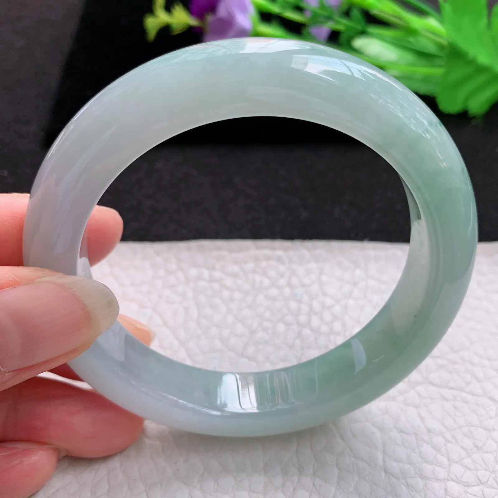 xd实拍56.5*12.3*9.3平安镯 缅甸翡翠a货玉手镯清爽胶感宽边玉手环