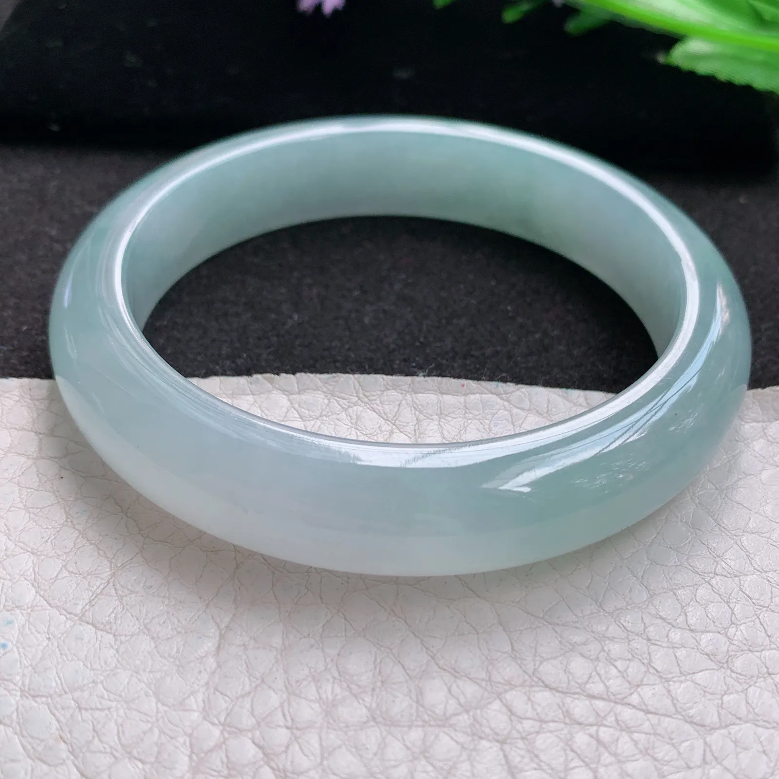 xd实拍58*12.5*8.5平安镯 缅甸翡翠a货玉手镯冰润天空蓝宽边玉手环