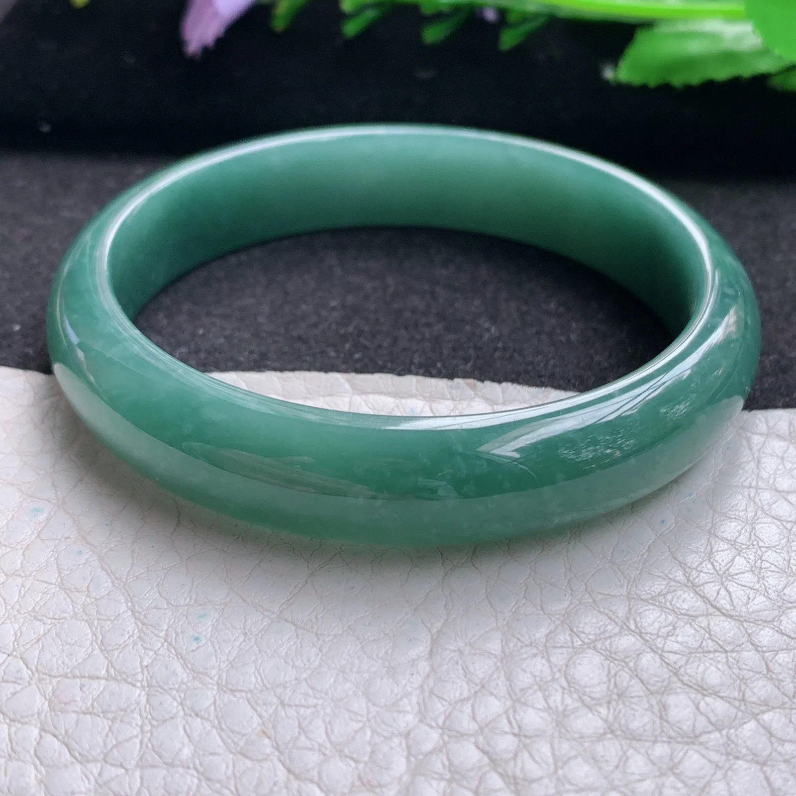 nr自然光56*12*6.5平安镯 翡翠a货玉手镯蓝韵宽边玉手环