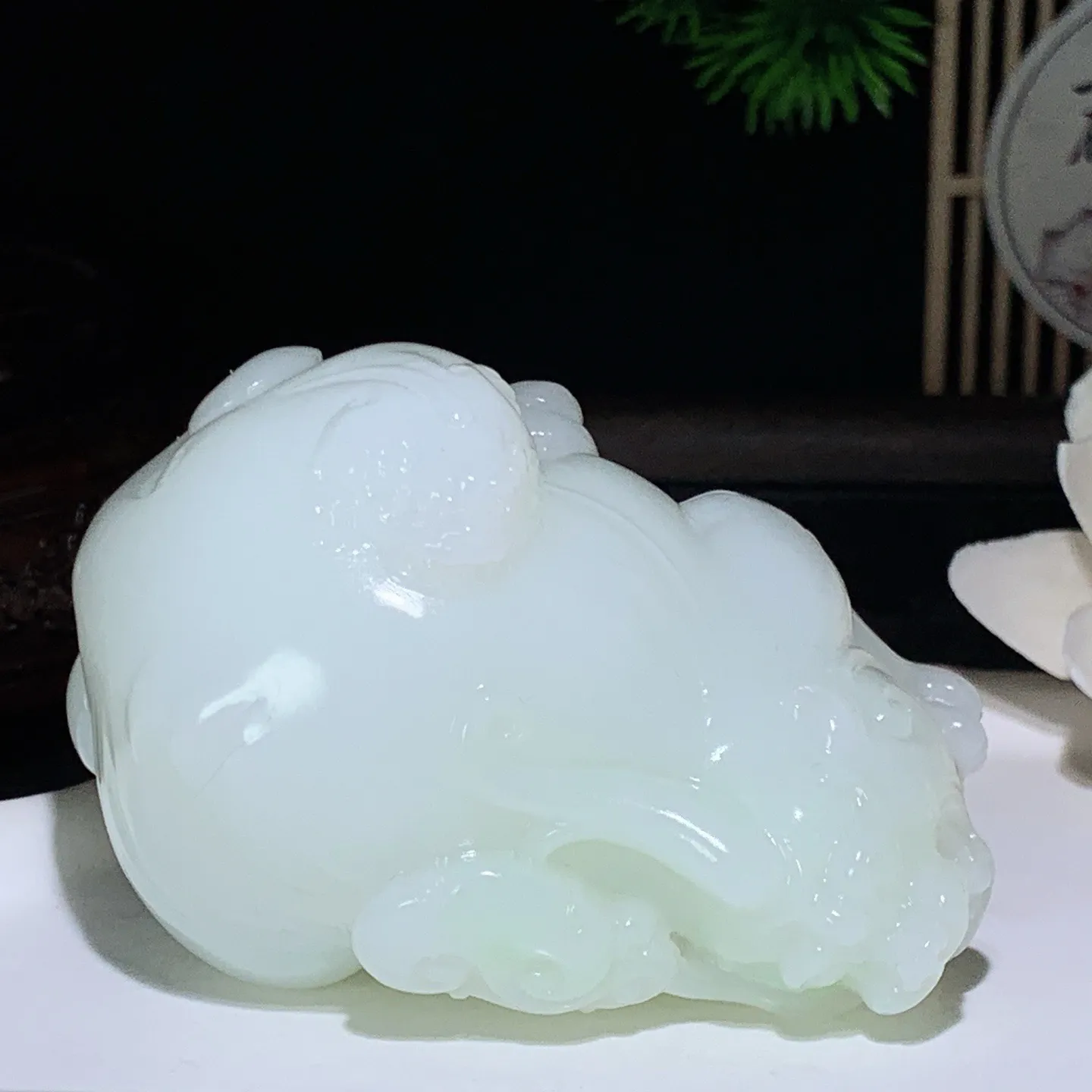 新疆和田玉羊脂白翠青招财进宝携子上朝貔貅把件 尺寸74/52/43重254
.5克。玉质细腻油润。手推出油。佩戴高端典雅。lt260127