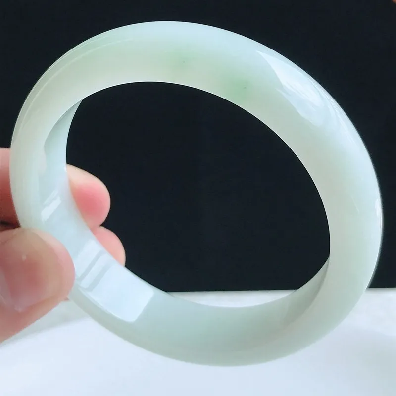 美人翡翠55圈口手环A货细腻女款浅绿手镯55.27g