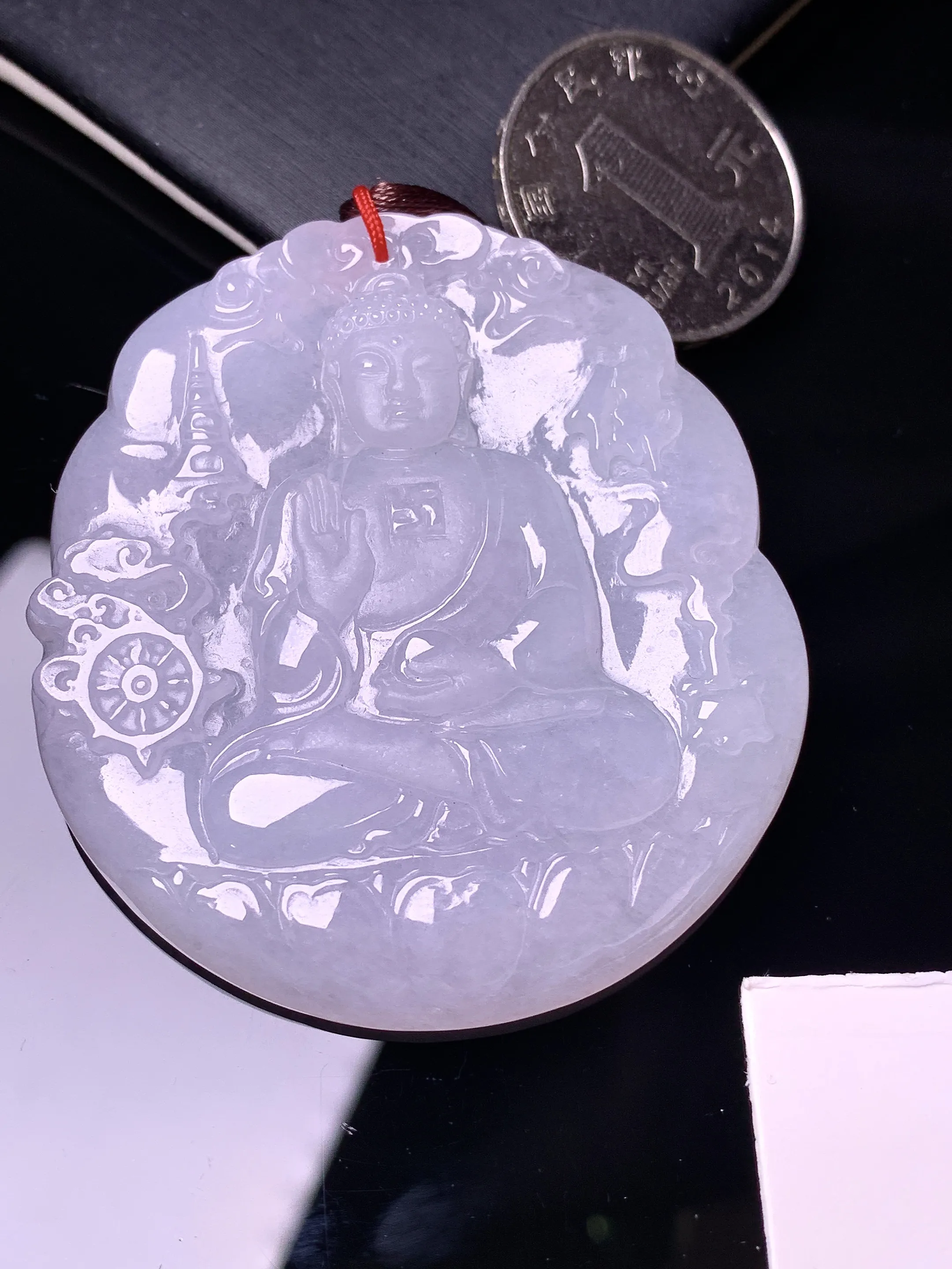 大日如来佛祖吊坠 玉质细腻 色泽清新艳丽 整体尺寸54*48.5*5