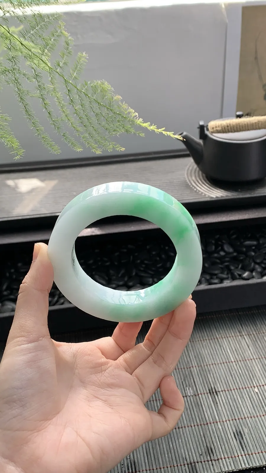 【白底青阳绿镯胚】