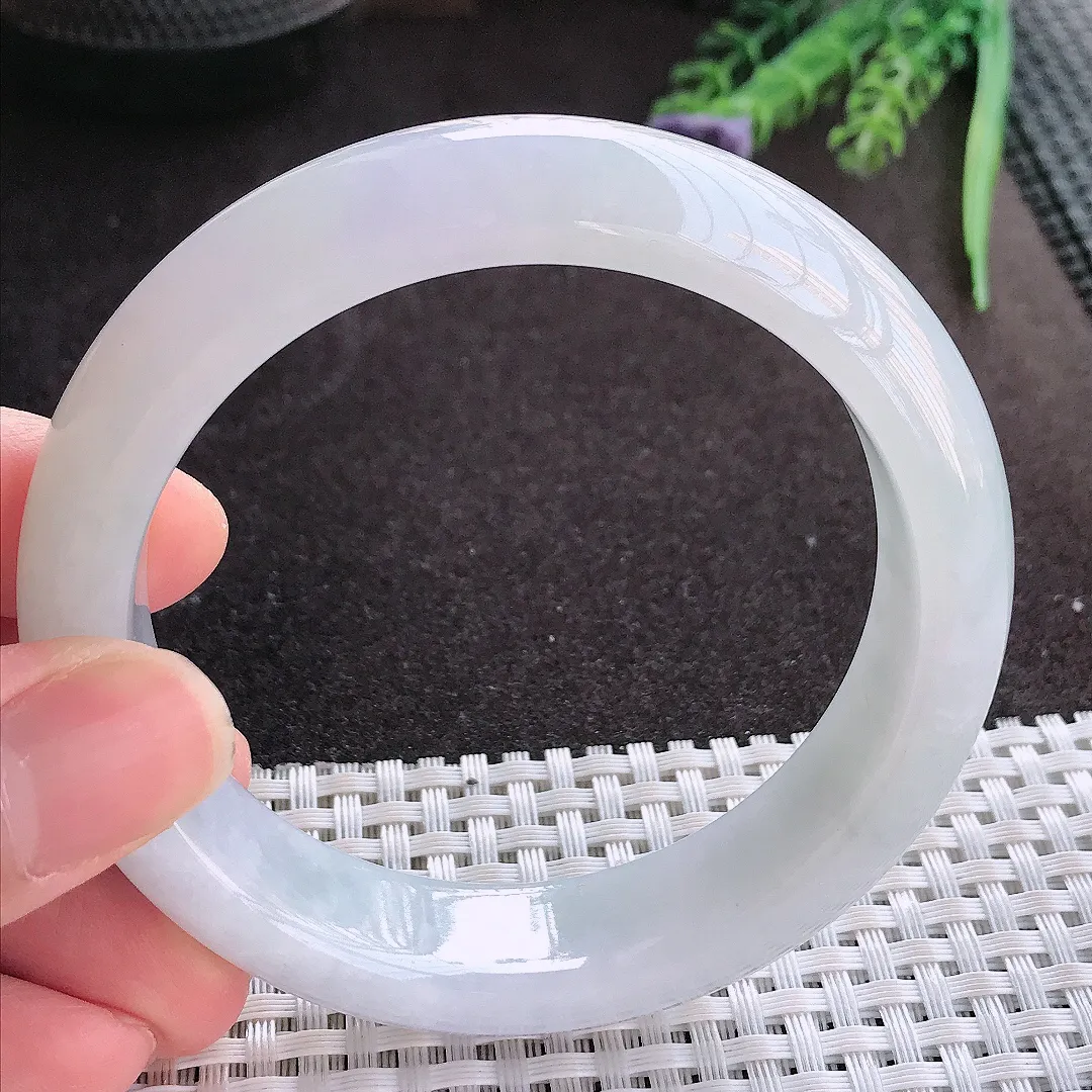 实拍A货翡翠59/15.3/9老坑冰润起胶轮胎手镯翡翠玉镯子平安镯