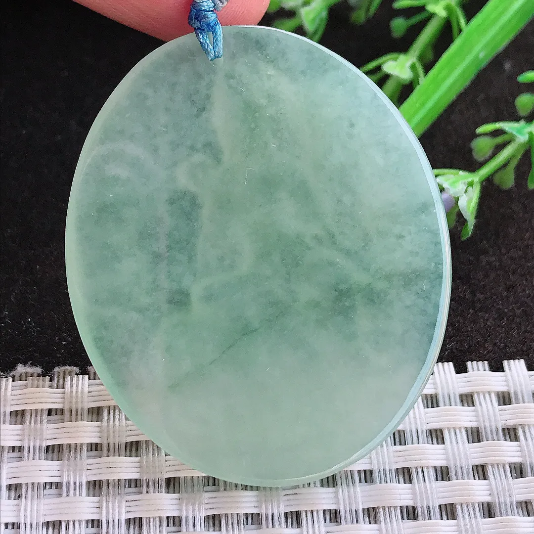 实拍A货翡翠47.8/39.8/5.5老坑冰胶果冻冰晴甜绿普贤菩萨吊坠翡翠玉牌挂件