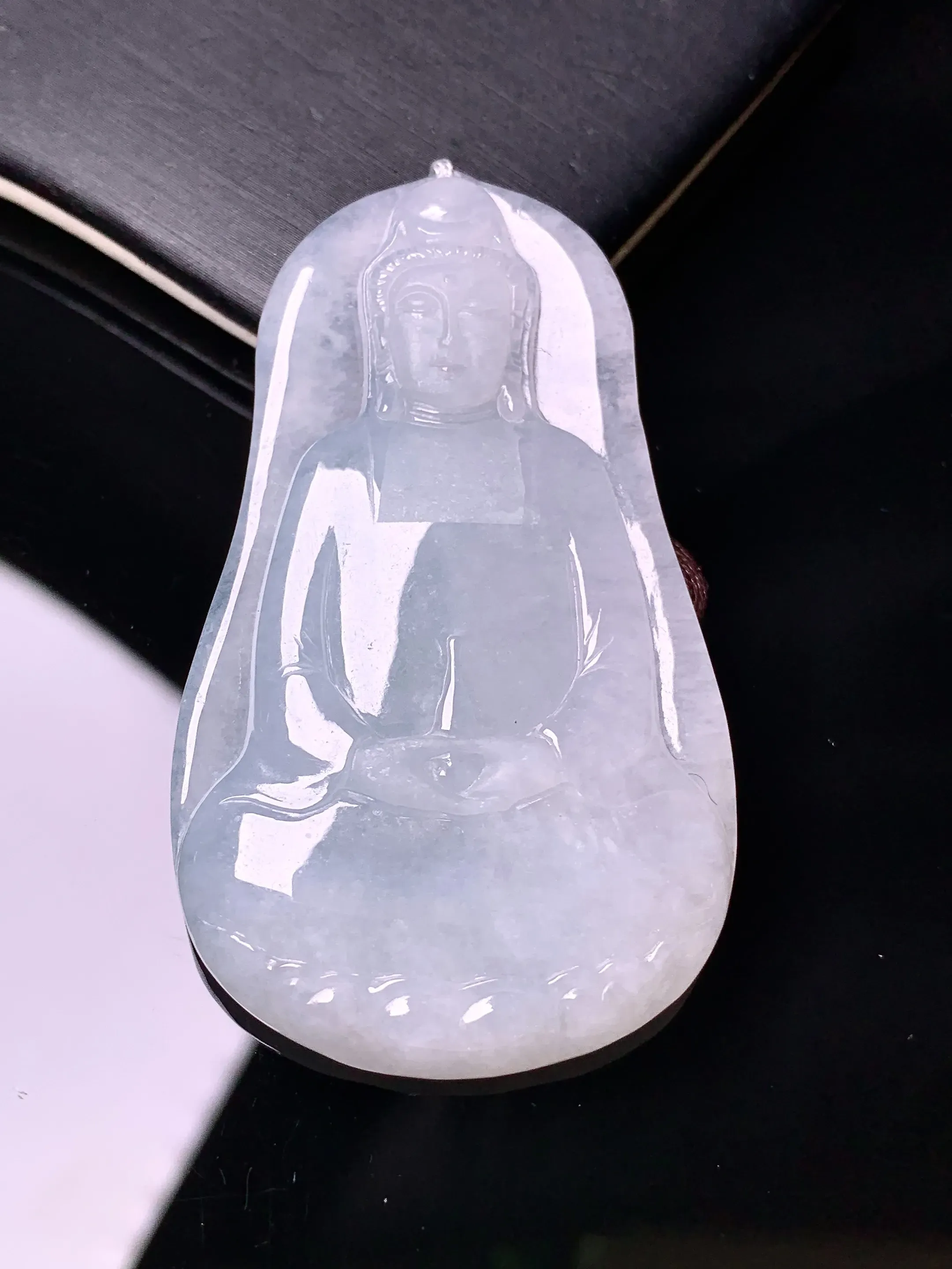 冰种素衣观音菩萨吊坠 玉质细腻 色泽清新艳丽 整体尺寸55.8*32.6*4.5