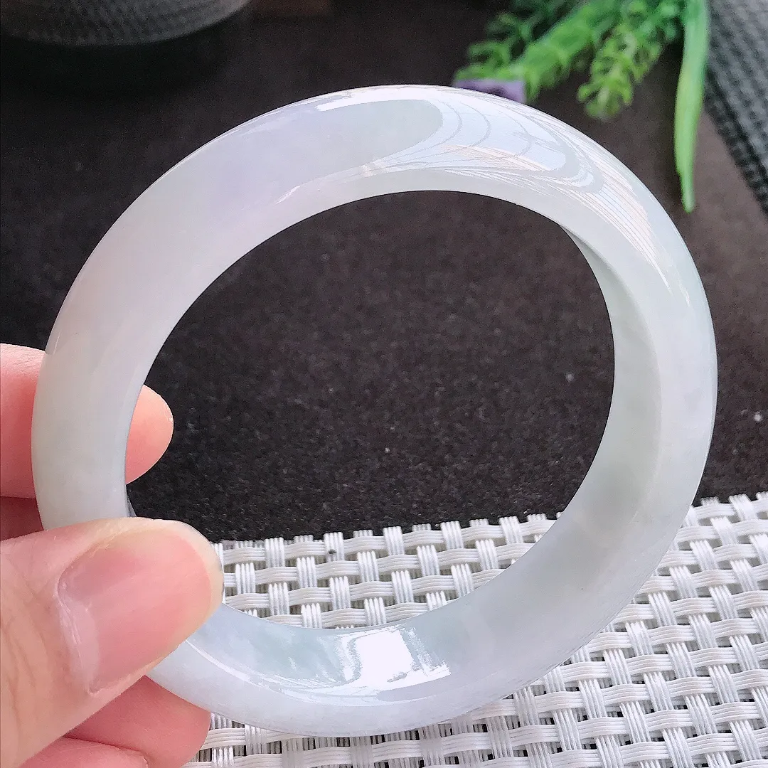 实拍A货翡翠59/15.3/9老坑冰润起胶轮胎手镯翡翠玉镯子平安镯