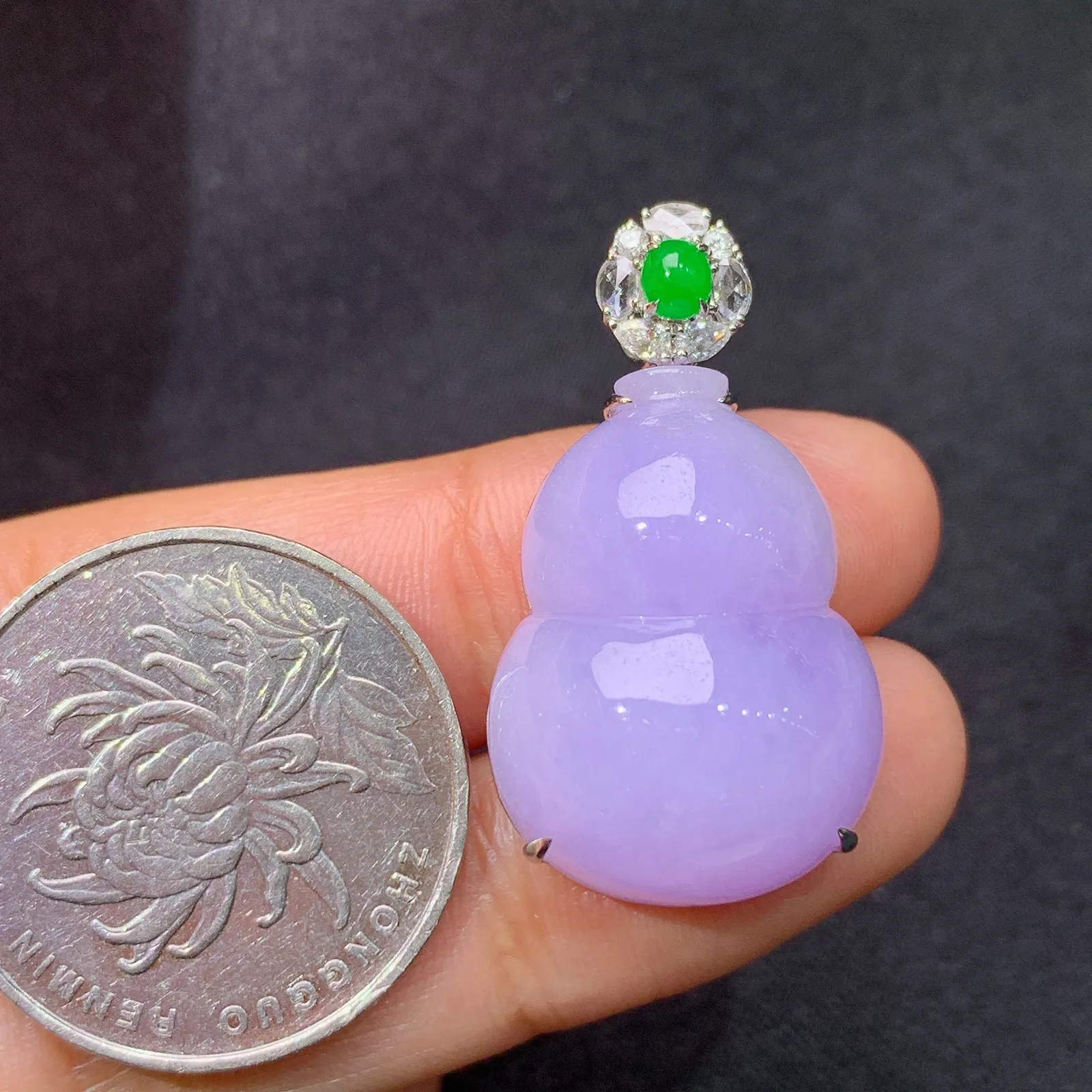 紫罗兰葫芦吊坠，18k金镶嵌，温润细腻，颜色鲜艳，M002 尺寸31.8*17.7*10.8