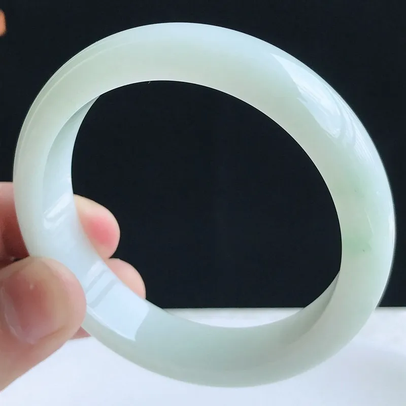 美人翡翠55圈口手环A货细腻女款浅绿手镯55.27g