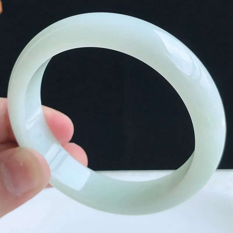 美人翡翠55圈口手环A货细腻女款浅绿手镯55.27g