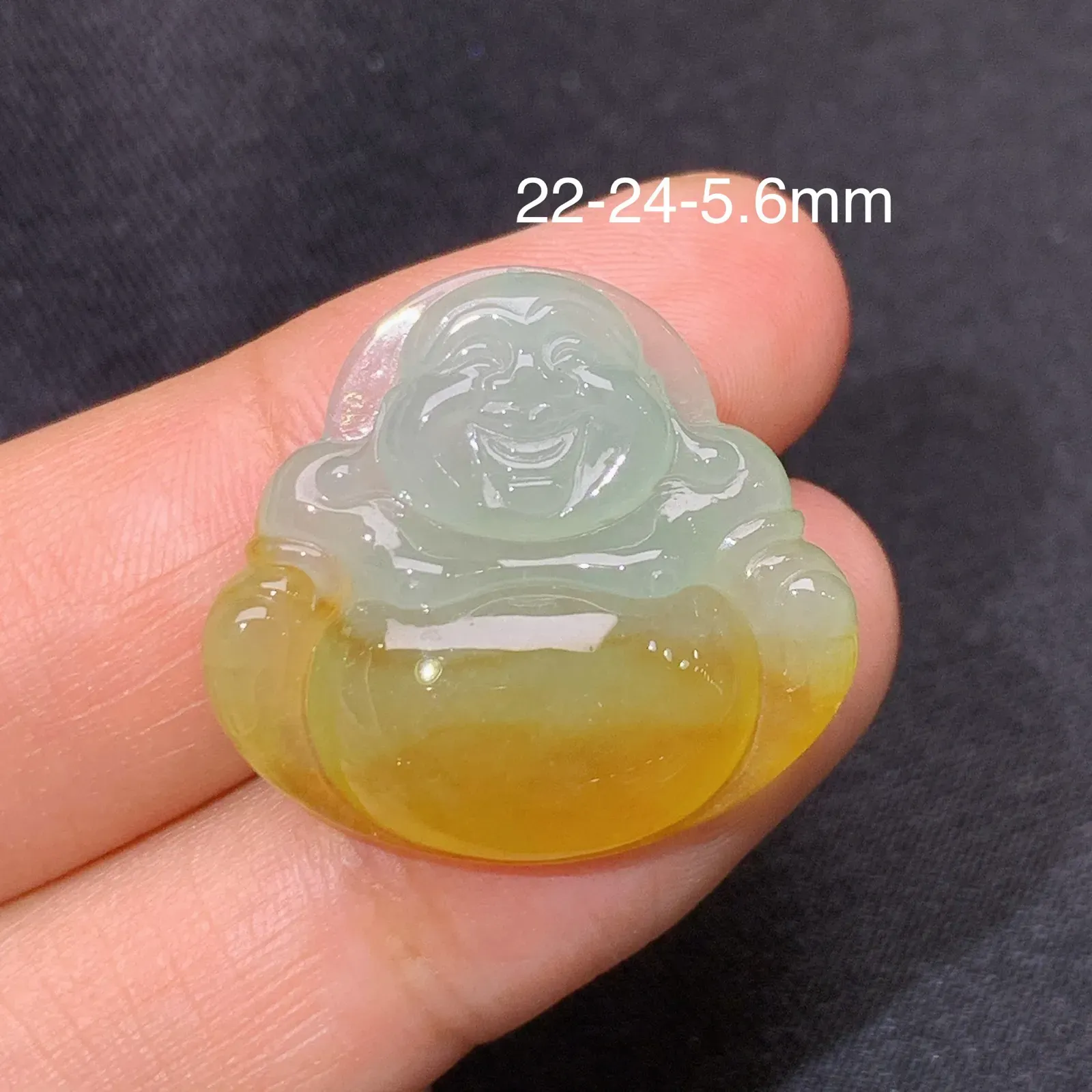 冰黄翡笑佛，冰润鲜艳，品相饱满，种水足，001 尺寸22*24*5.6