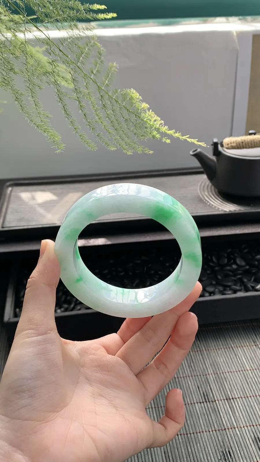 【白底青阳绿镯胚】