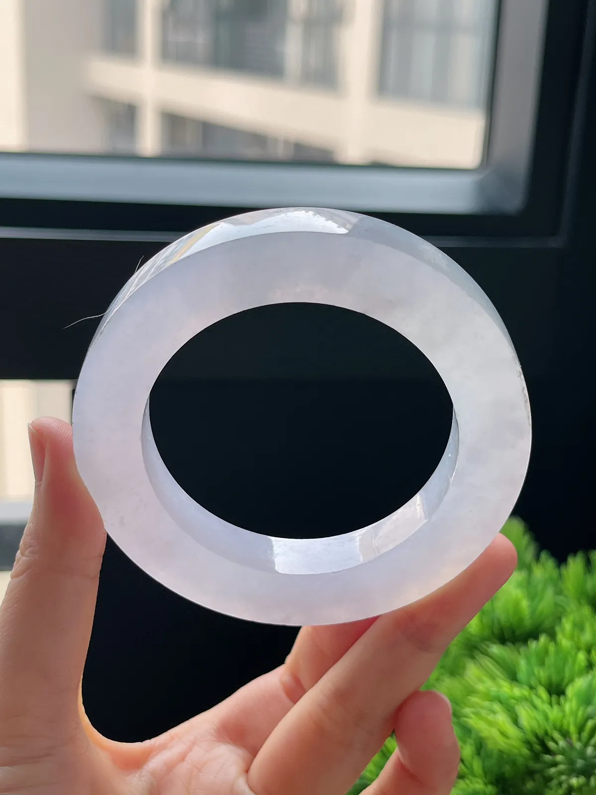 翡翠冰糯种淡紫色毛坯，⭕️正圈最大做62，圆条最大做58；最小做53.8