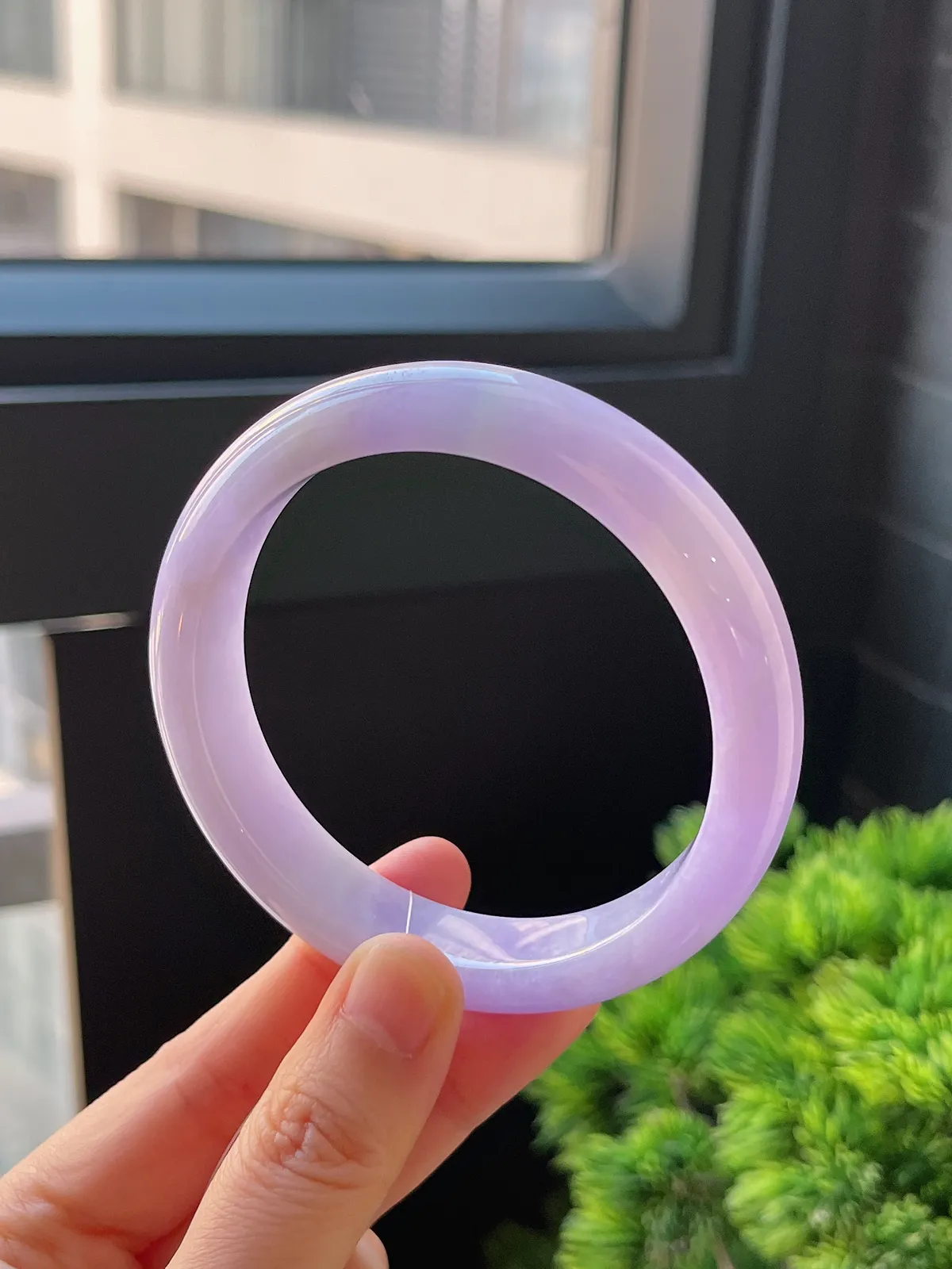 正圈59.2圈口，翡翠糯化种满紫手镯