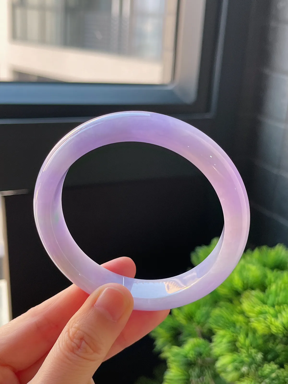 正圈59.2圈口，翡翠糯化种满紫手镯