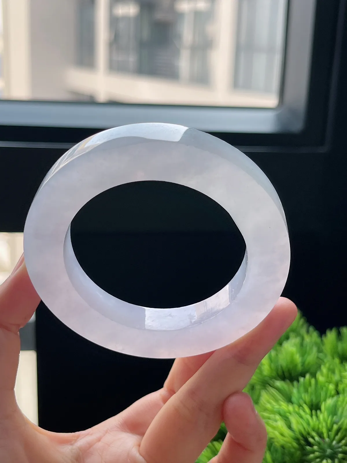 翡翠冰糯种淡紫色毛坯，⭕️正圈最大做62，圆条最大做58；最小做53.8