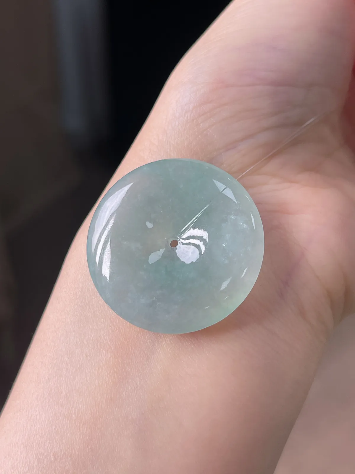 翡翠冰糯种淡绿色平安扣