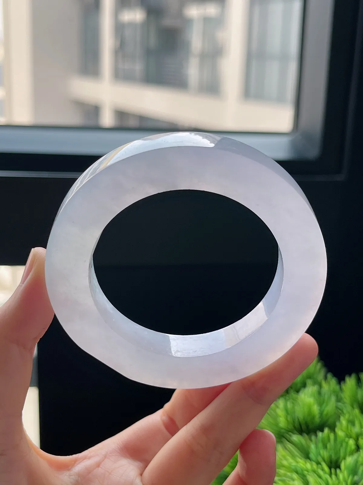 翡翠冰糯种淡紫色毛坯，⭕️正圈最大做62，圆条最大做58；最小做53.8