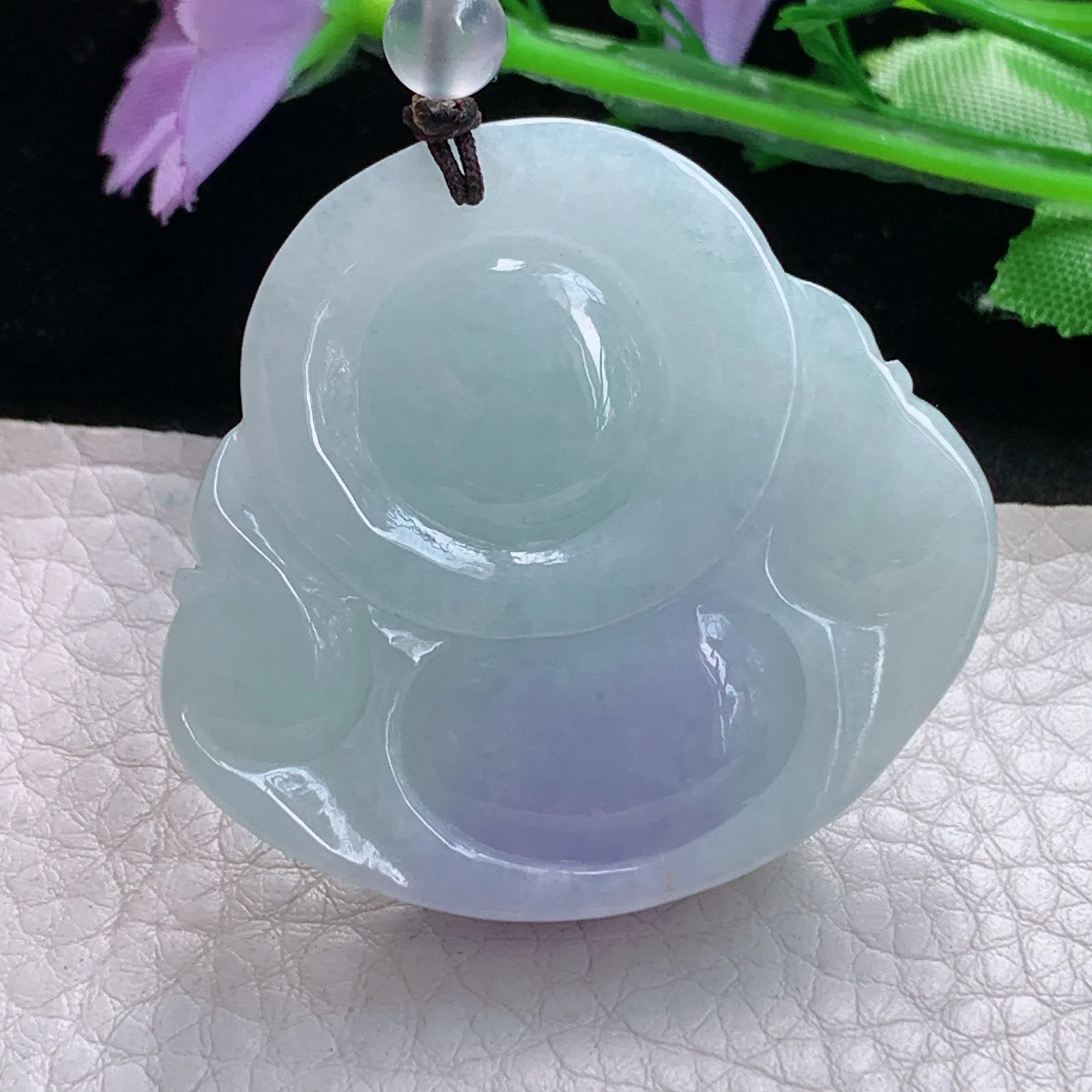 zen实拍41.8*44*12.8缅甸翡翠精美紫罗兰佛公 弥勒佛玉项坠 毛衣坠