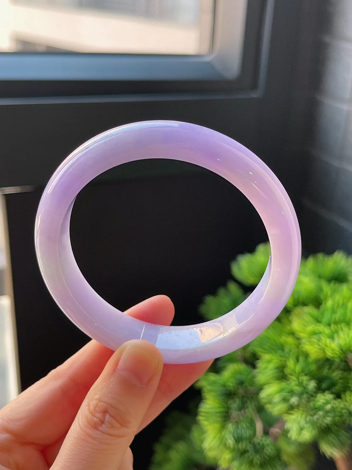 正圈59.2圈口，翡翠糯化种满紫手镯