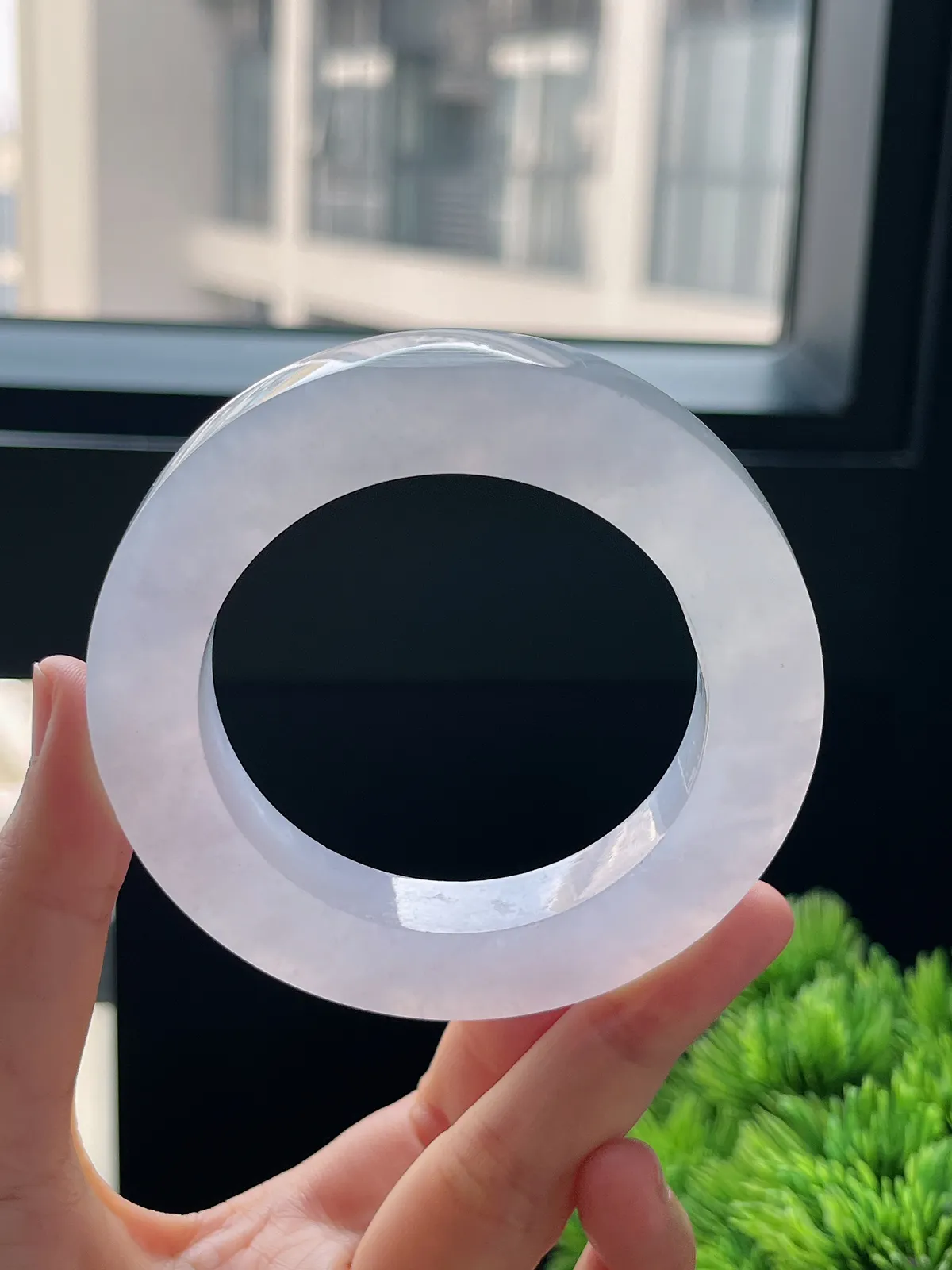 翡翠冰糯种淡紫色毛坯，⭕️正圈最大做62，圆条最大做58；最小做53.8