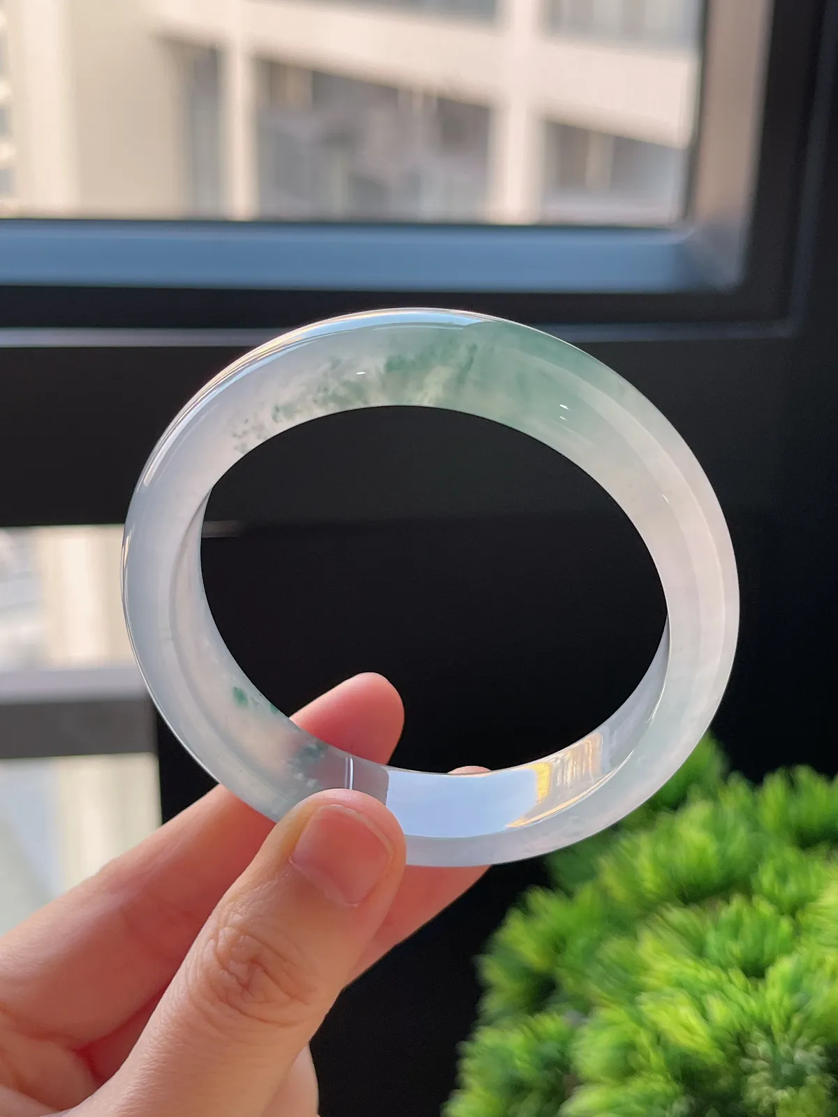 正圈55.2圈口，翡翠冰种飘花手镯