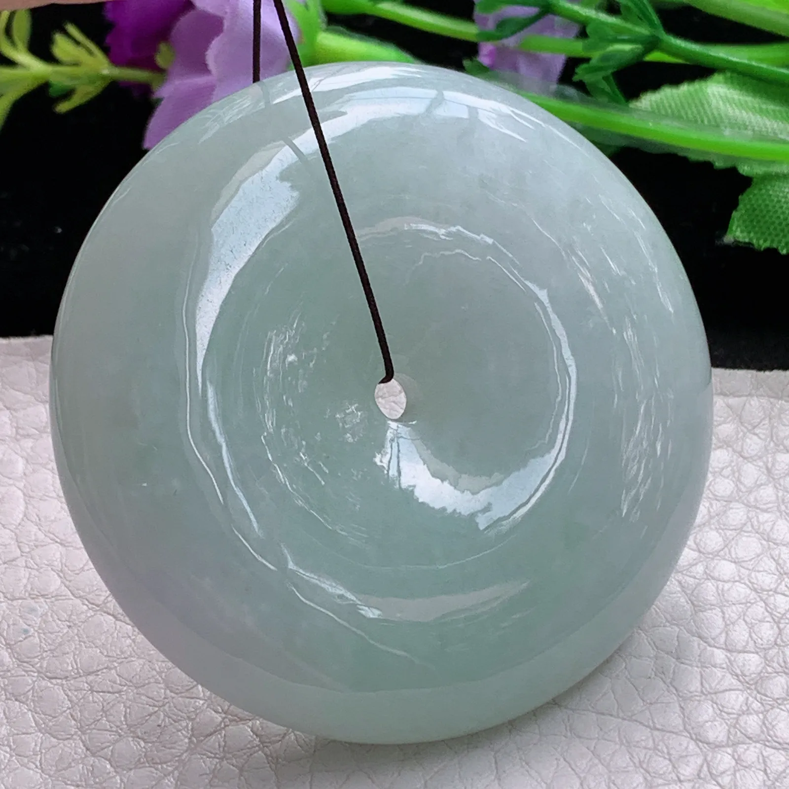 zen实拍55*12.8缅甸翡翠精美浅绿大平安扣 玉扣玉项坠 毛衣坠