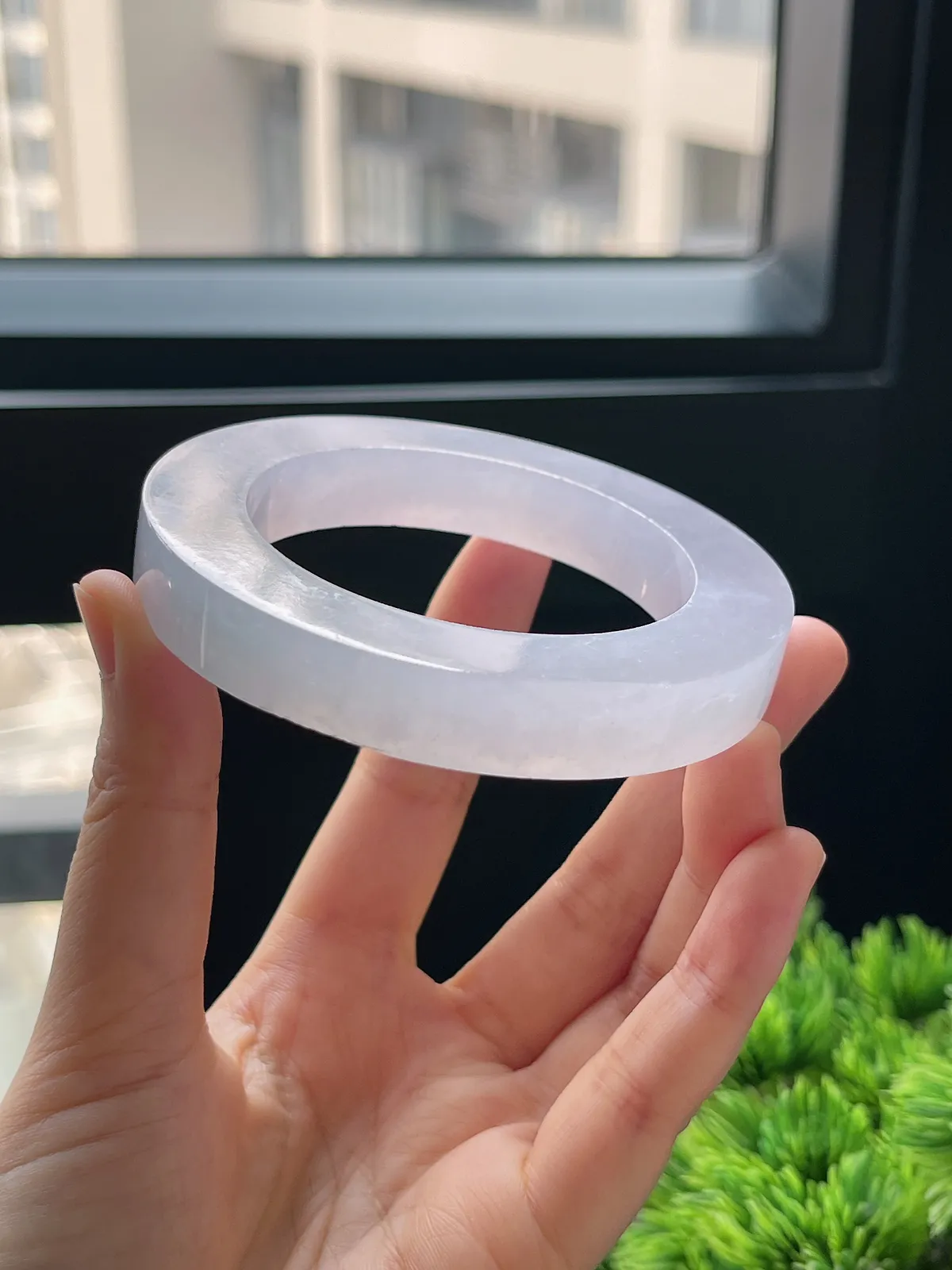 翡翠冰糯种淡紫色毛坯，⭕️正圈最大做62，圆条最大做58；最小做53.8