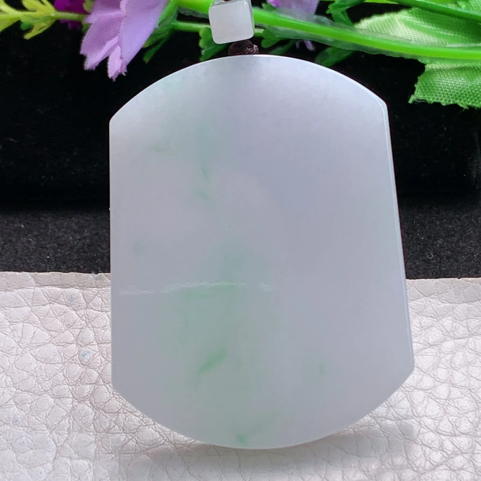 zen实拍53.3*41*5.7缅甸翡翠精美清新飘绿无事牌 素面牌玉项坠 玉挂件