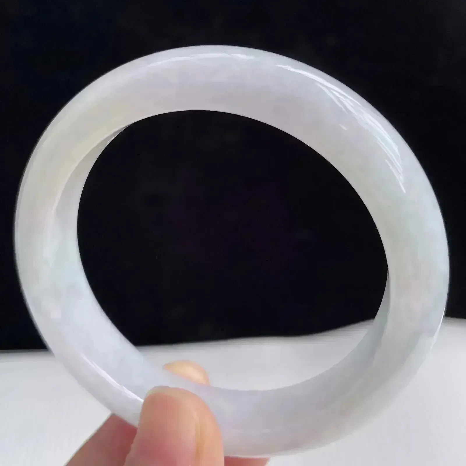 翡翠A货水润好种水52mm正圈手镯 48.48克