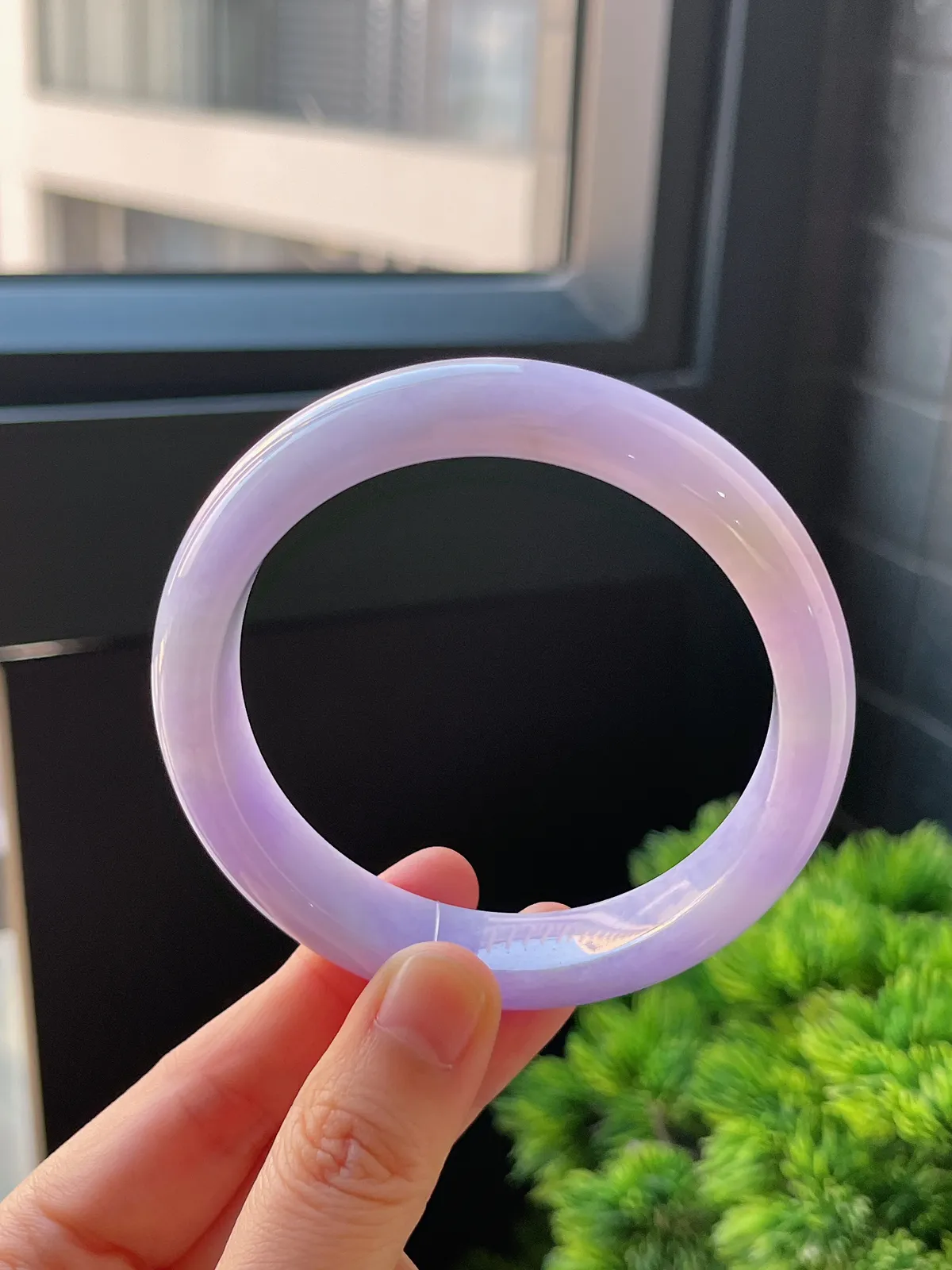 正圈59.2圈口，翡翠糯化种满紫手镯