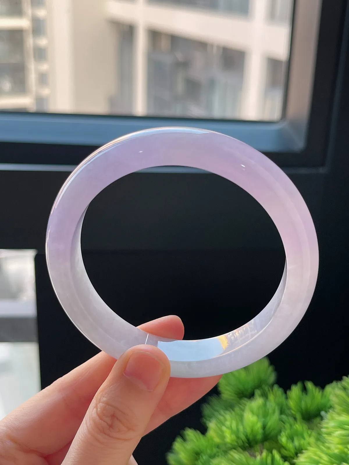 正圈60.4圈口，翡翠冰糯种紫色手镯