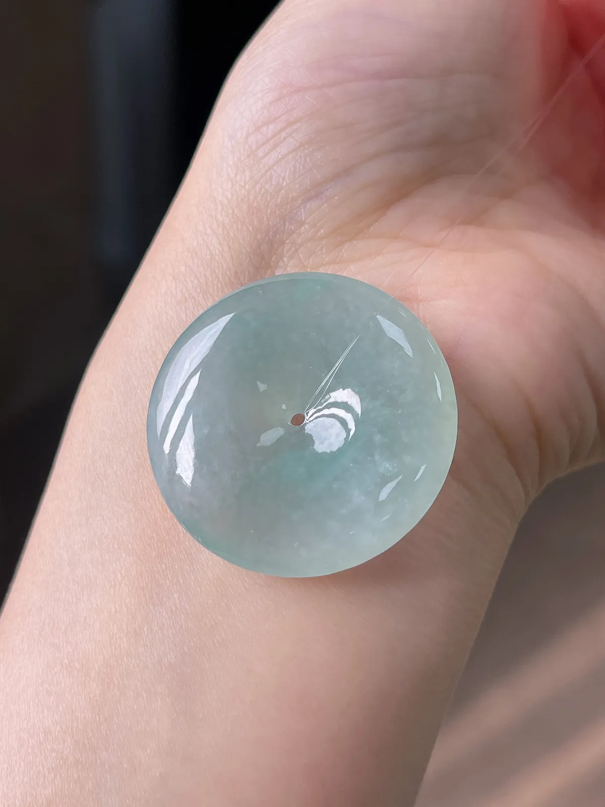 翡翠冰糯种淡绿色平安扣