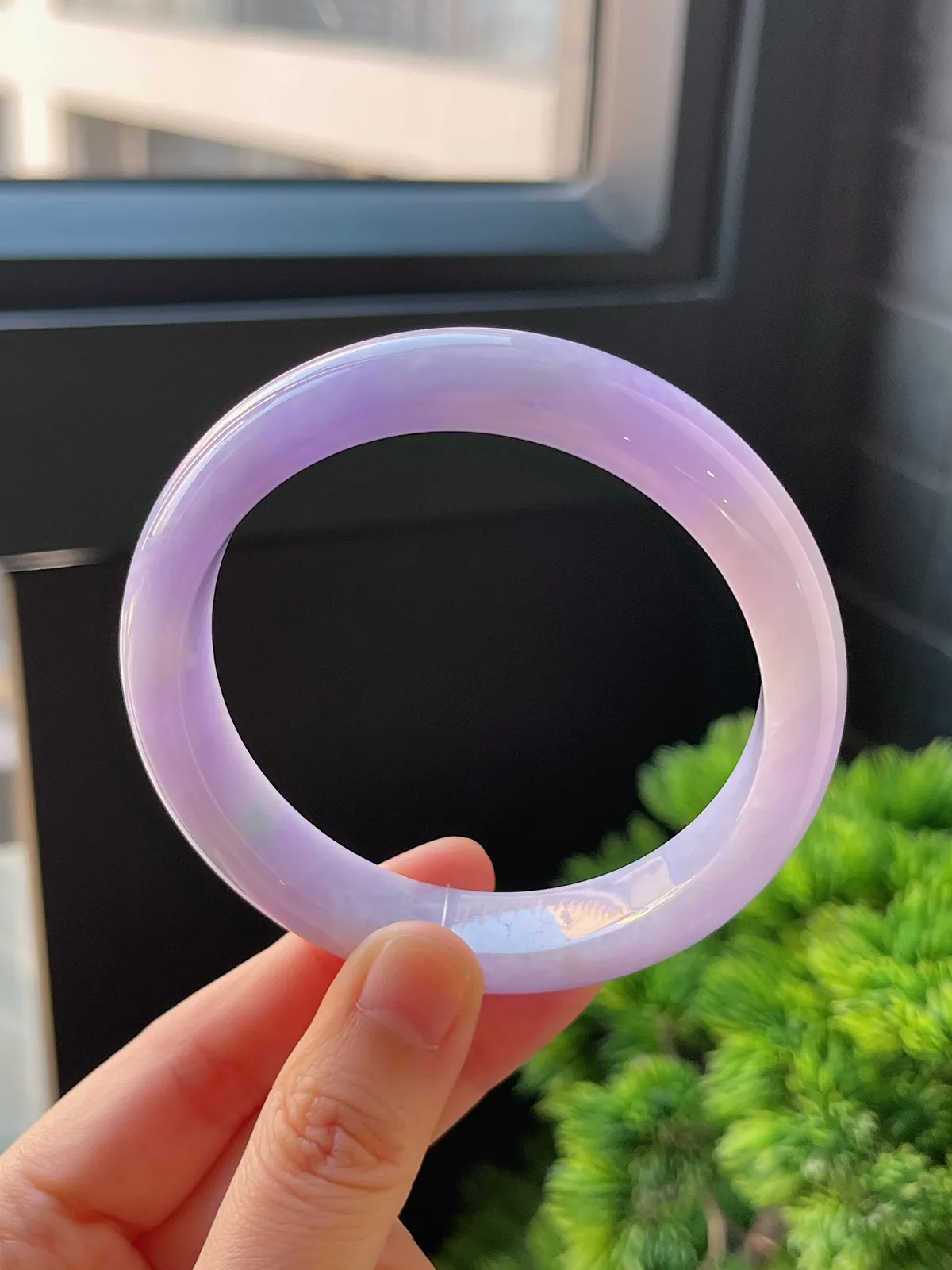 正圈59.2圈口，翡翠糯化种满紫手镯