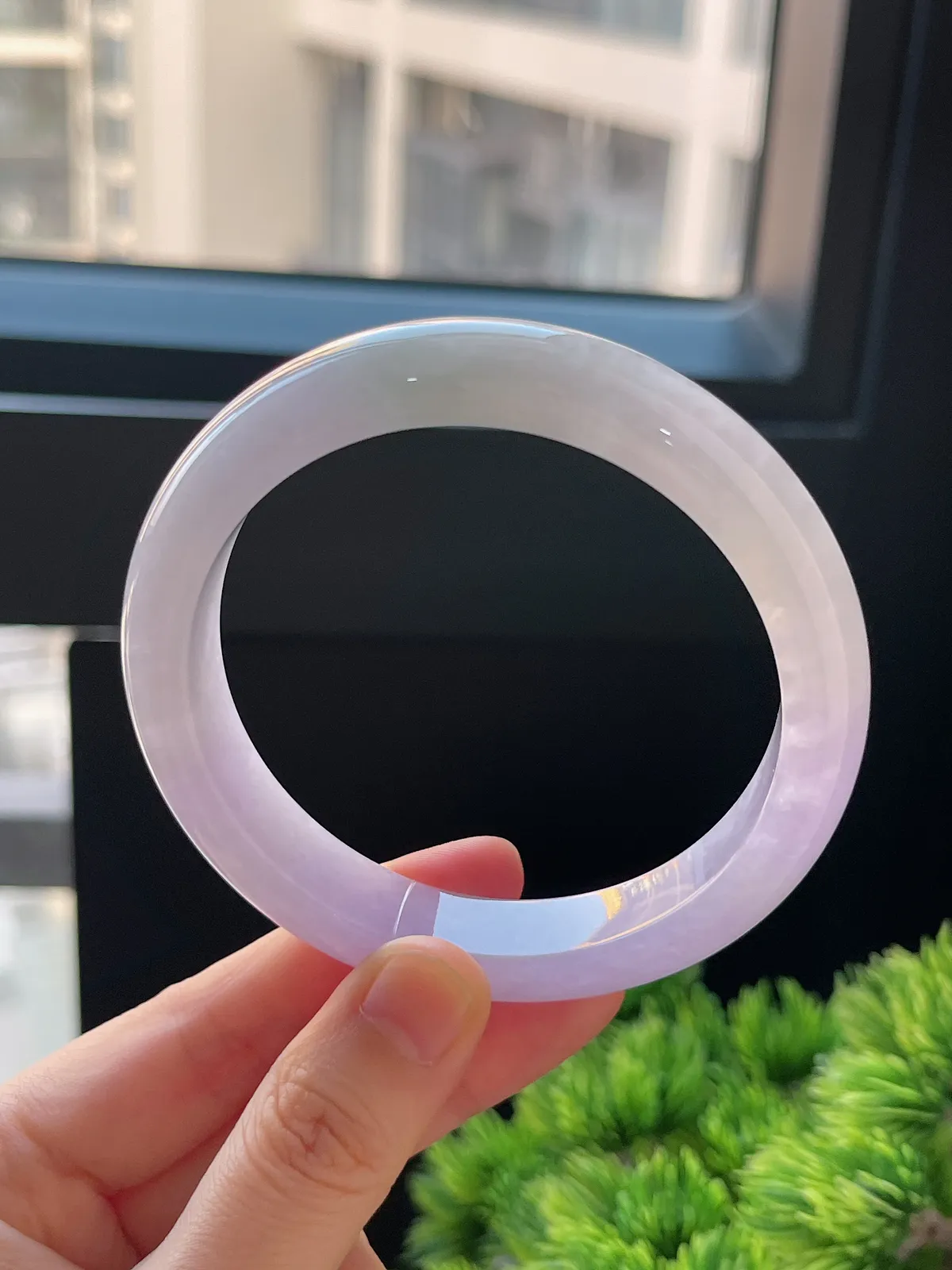 正圈60.4圈口，翡翠冰糯种紫色手镯