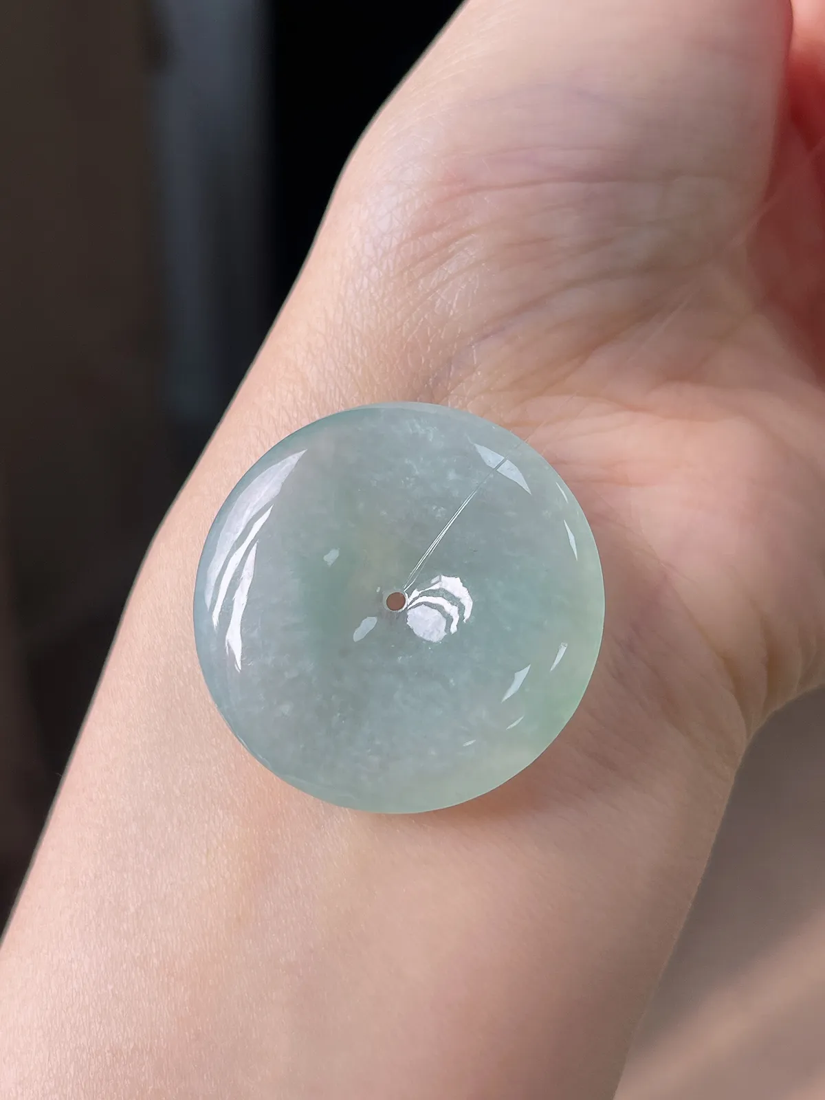 翡翠冰糯种淡绿色平安扣