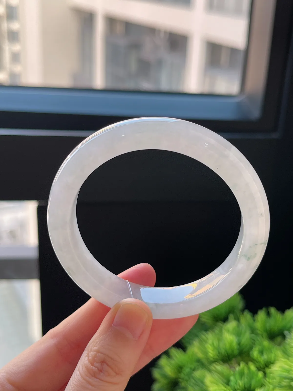 正圈55.3圈口，翡翠冰糯种飘花手镯