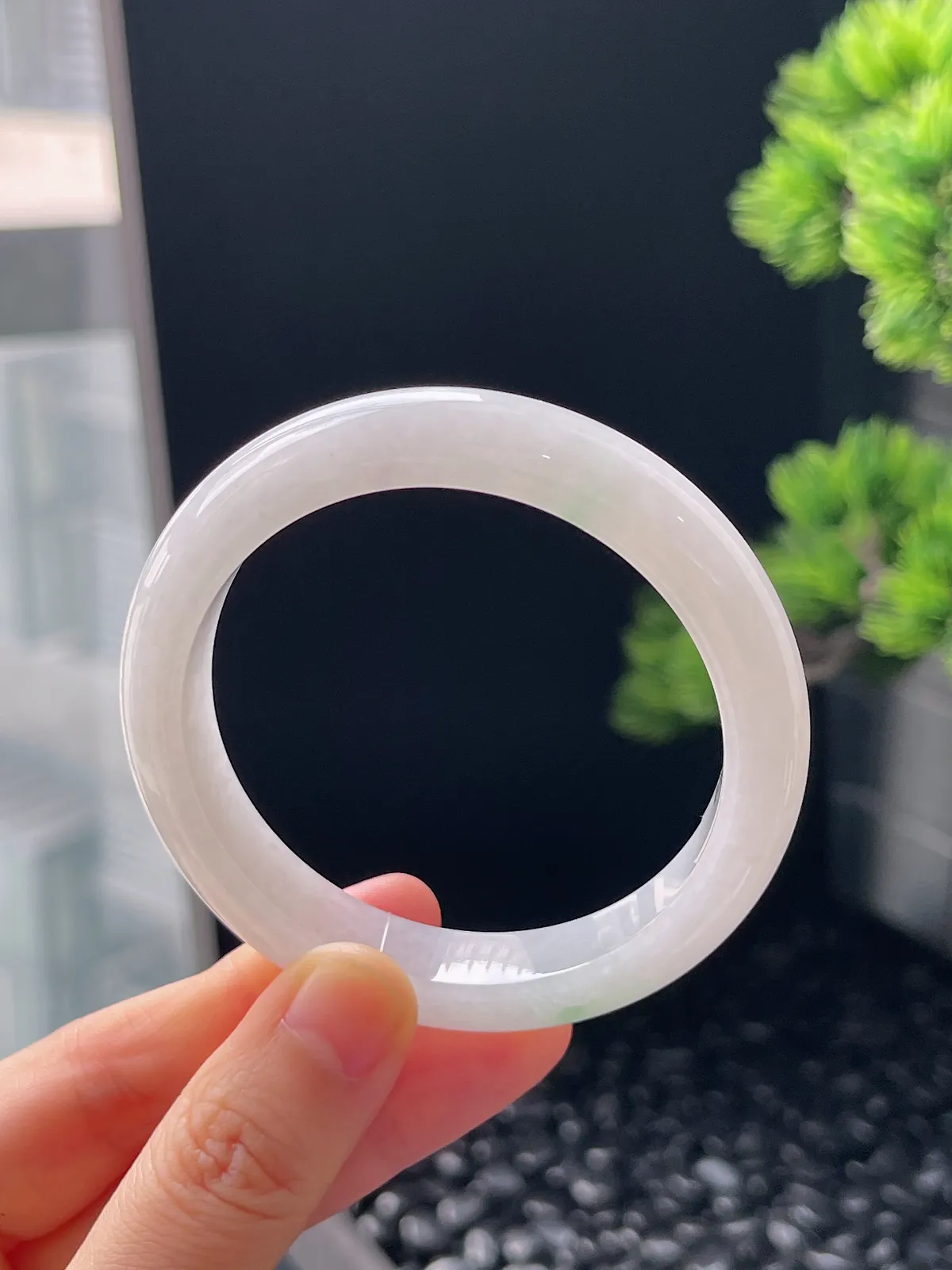 正圈53.6圈口，翡翠糯化种飘花手镯