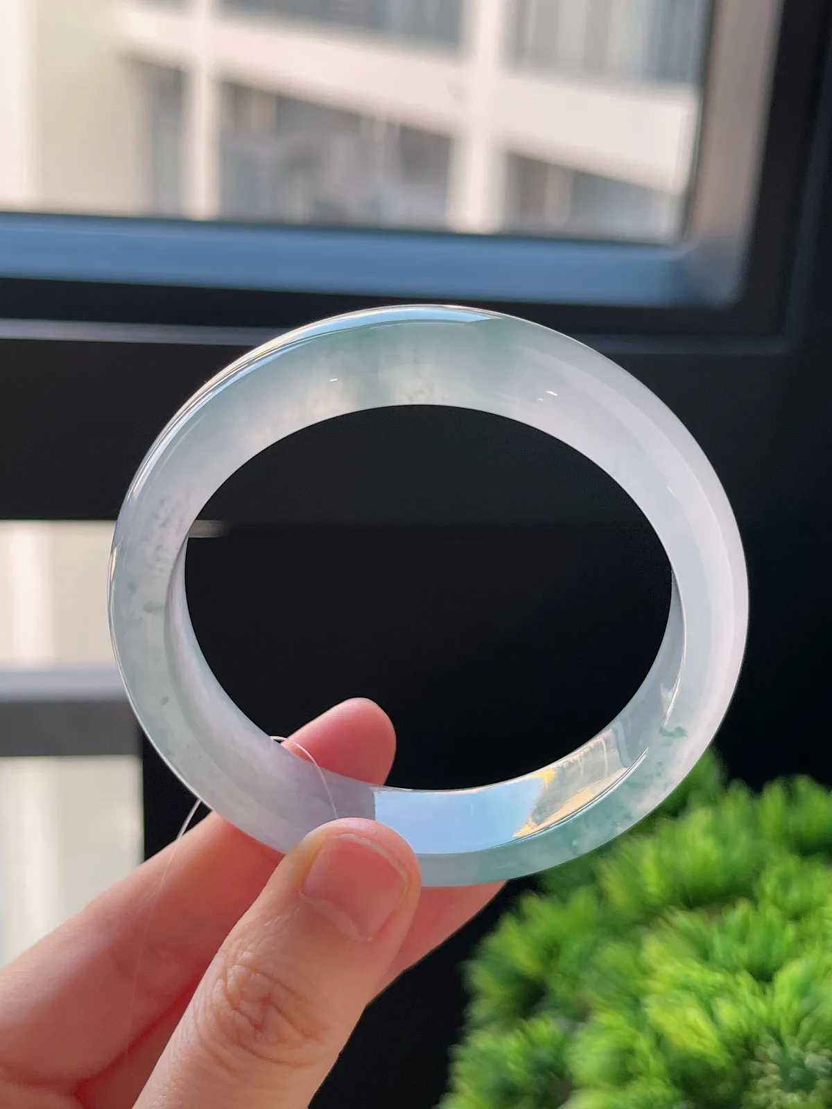 正圈55.2圈口，翡翠冰种飘花手镯