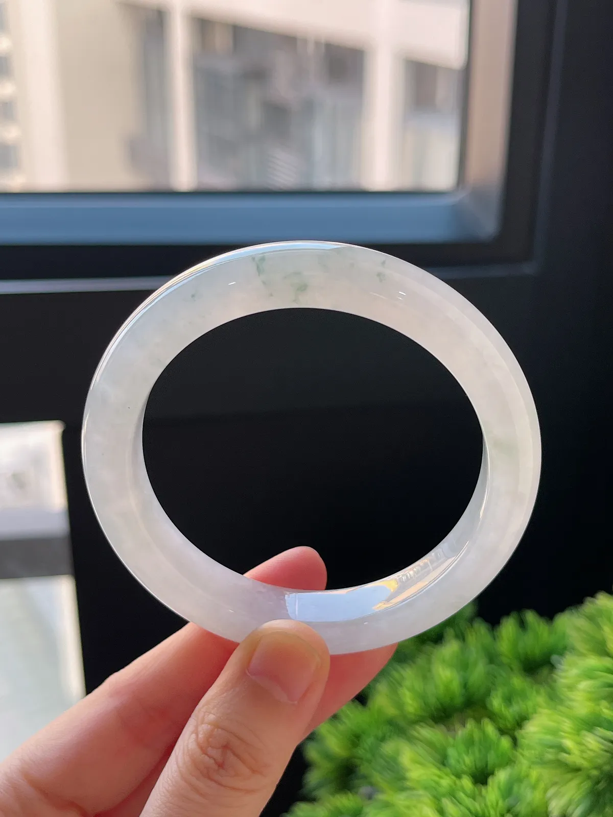 正圈55.3圈口，翡翠冰糯种飘花手镯