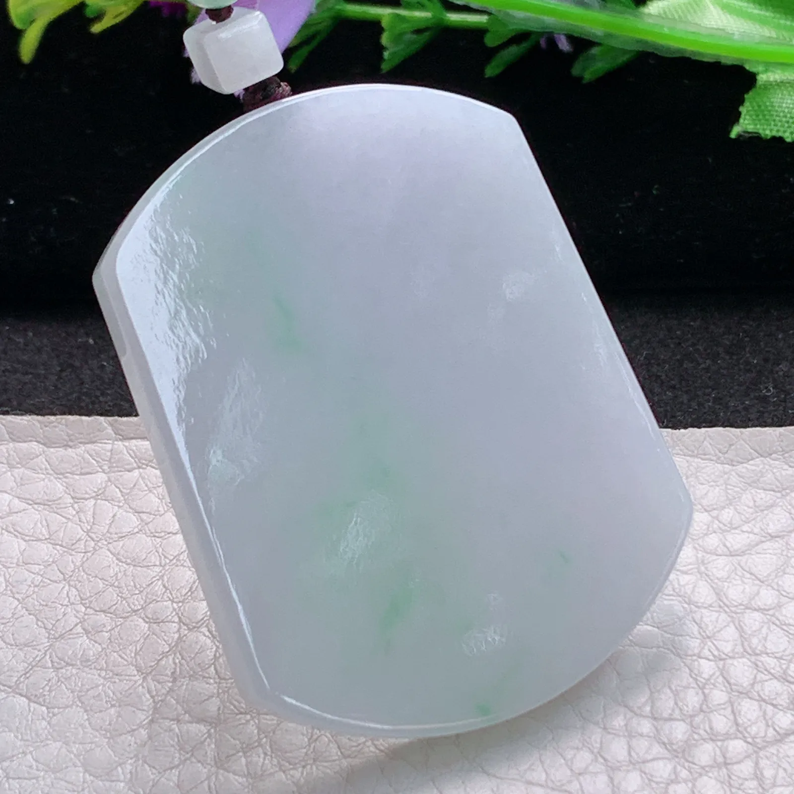 zen实拍53.3*41*5.7缅甸翡翠精美清新飘绿无事牌 素面牌玉项坠 玉挂件