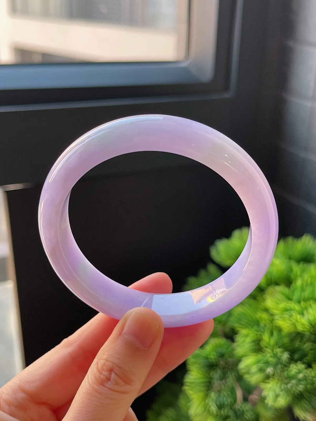 正圈59.2圈口，翡翠糯化种满紫手镯