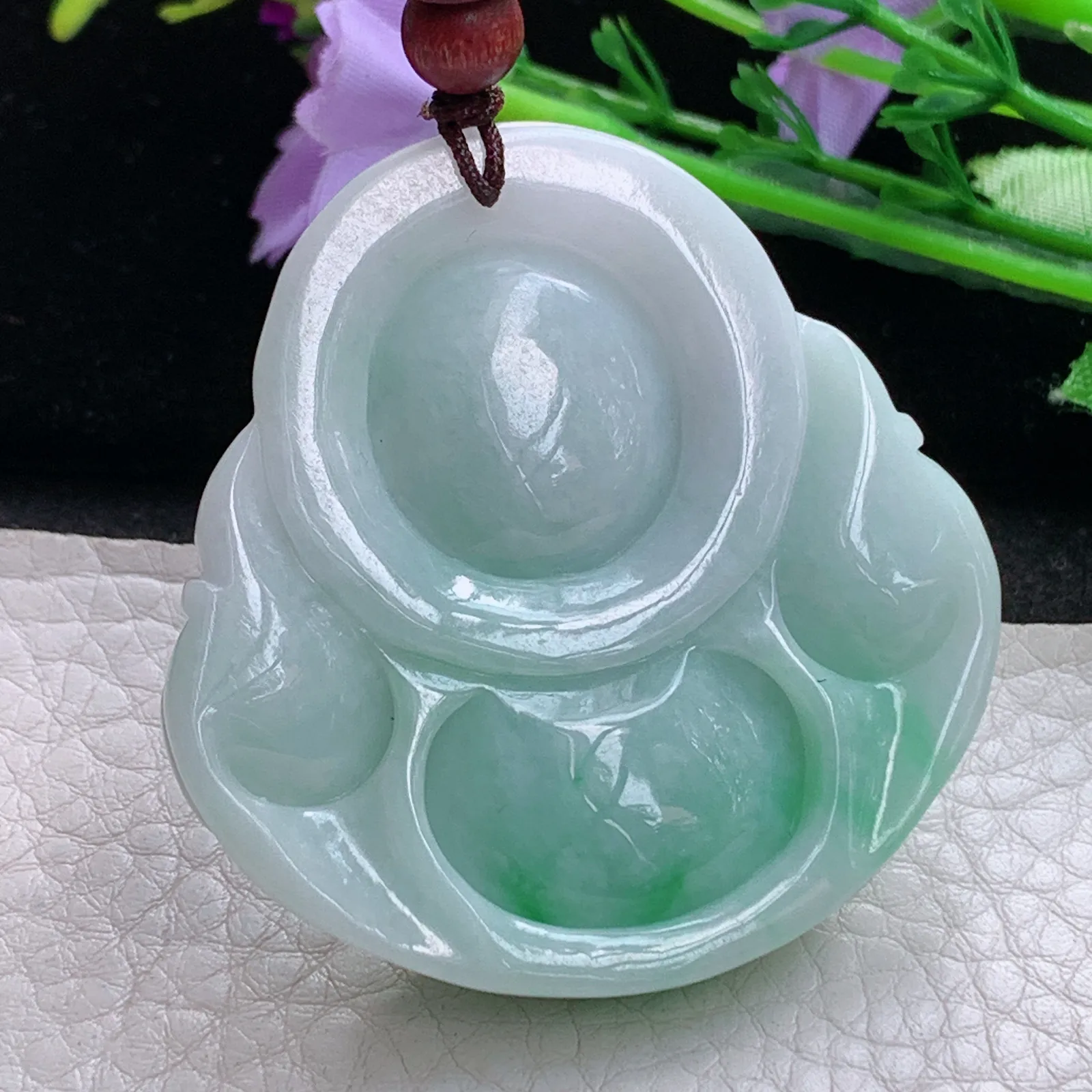 zen实拍49*48*12.5缅甸翡翠精美飘绿大佛公 弥勒佛玉项坠 毛衣坠