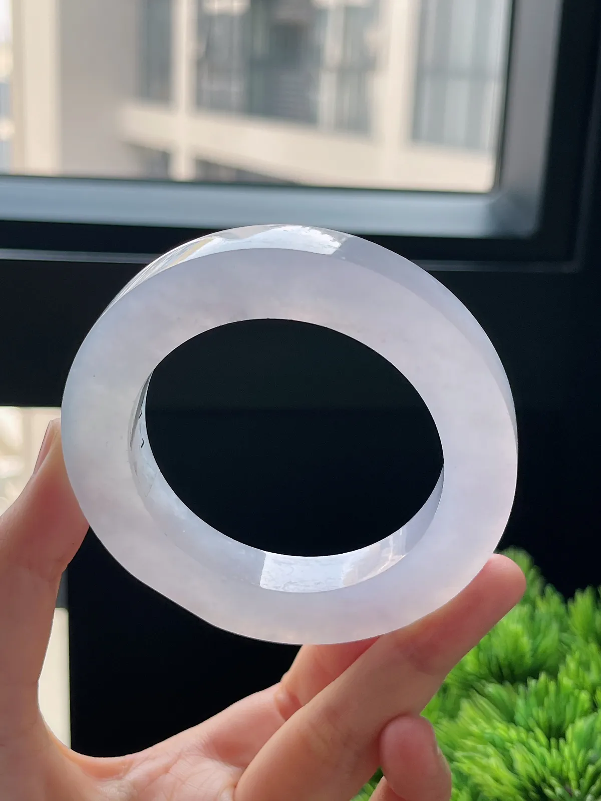 翡翠冰糯种淡紫色毛坯，⭕️正圈最大做62，圆条最大做58；最小做53.8